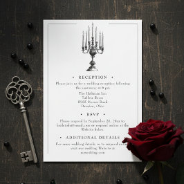 Tarjeta De Recepción Elegant Vintage Gothic Black Toile Wedding