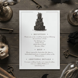 Tarjeta De Recepción Elegant Vintage Gothic Black Toile Wedding