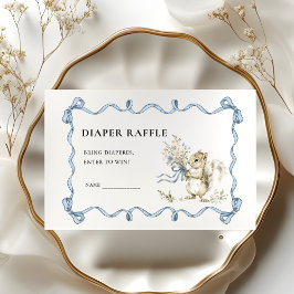 Tarjeta De Recepción Elegant watercolor Ribbon squirrel diaper raffle 