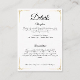 Tarjeta De Recepción Elegant Wedding Enclosure Card Gold Details Insert