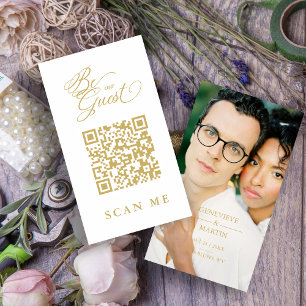 Tarjeta De Recepción Elegant Whimsical Script Photo Qr Code Wedding