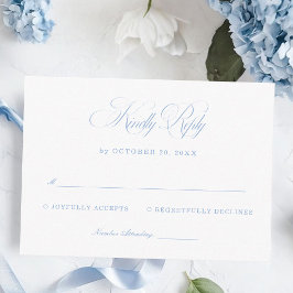 Tarjeta De Recepción Elegant White and Blue Wedding RSVP 