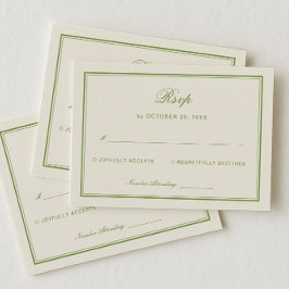 Tarjeta De Recepción Elegant White and Sage Green Wedding Response