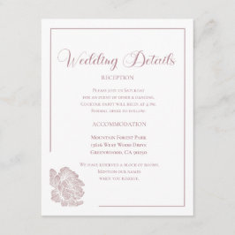 Tarjeta De Recepción Elegant White Dusty Pink Floral Wedding