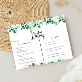 Tarjeta De Recepción Elegant White Floral and Greenery Wedding
