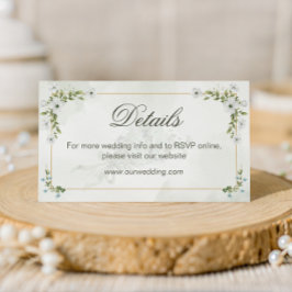 Tarjeta De Recepción Elegant White Floral Wedding Details Card QR Code