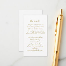 Tarjeta De Recepción Elegant White & Gold Art Deco Enclosure card