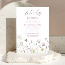 Tarjeta De Recepción Elegant Wildflower Floral Wedding Details