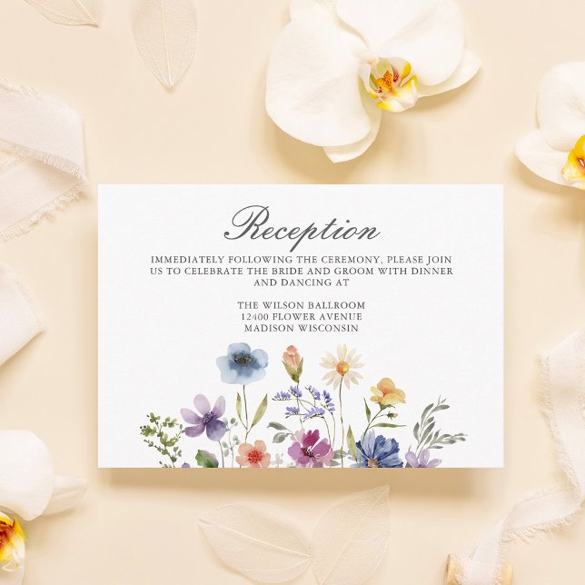 Tarjeta De Recepción Elegant Wildflower Spring Wedding Reception (Subido por el creador)