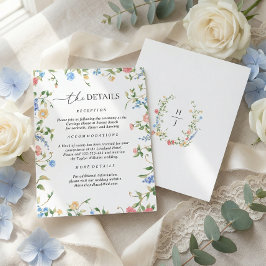 Tarjeta De Recepción Elegant Wildflower Wedding Details