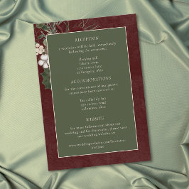 Tarjeta De Recepción Elegant Winter Berries & Pine Burgundy Wedding
