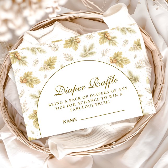 Tarjeta De Recepción Elegant Woodland Leaves Baby Shower Diapper Raffle (Subido por el creador)