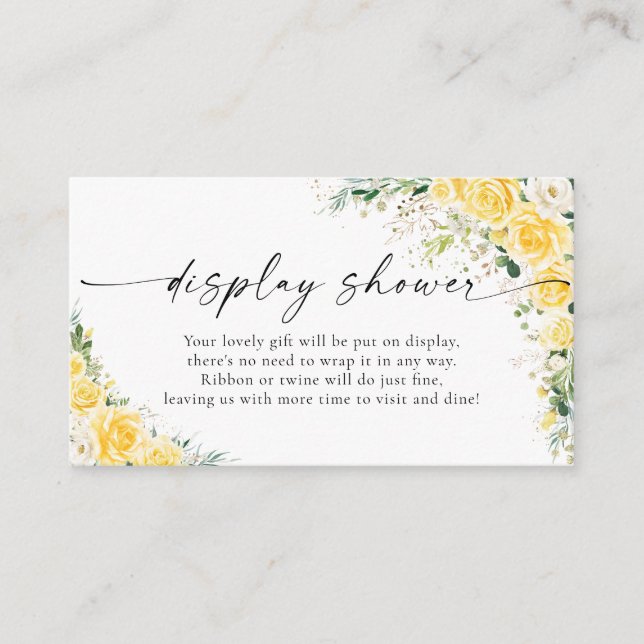 Tarjeta De Recepción Elegant Yellow Display Shower Enclosure Card (Anverso)