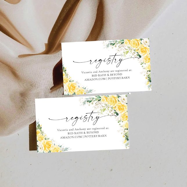 Tarjeta De Recepción Elegant Yellow Floral Registry Enclosure Card (Subido por el creador)