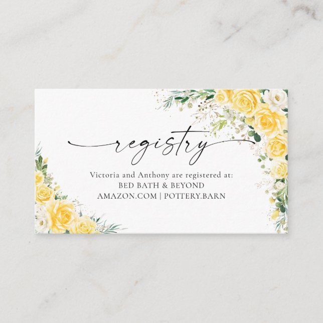 Tarjeta De Recepción Elegant Yellow Registry Enclosure Card (Anverso)