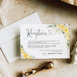 Tarjeta De Recepción Elegant Yellow Wedding Reception Card