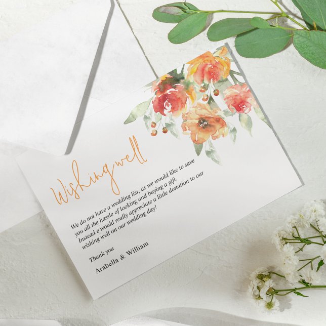 Tarjeta De Recepción Elegante acuarela Apricot Boda Floral (Subido por el creador)