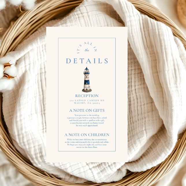 Tarjeta De Recepción Elegante acuarela Boda de faro náutico (Subido por el creador)