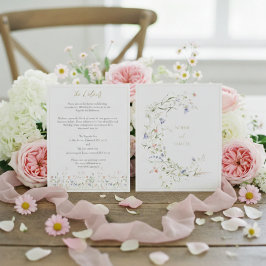 Tarjeta De Recepción Elegante acuarela Boda de flores silvestres detall