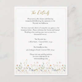 Tarjeta De Recepción Elegante acuarela Boda de flores silvestres detall