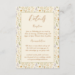 Tarjeta De Recepción Elegante acuarela Boda Floral de flores silvestres