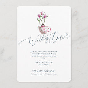 Tarjeta De Recepción Elegante acuarela Boda floral detalles