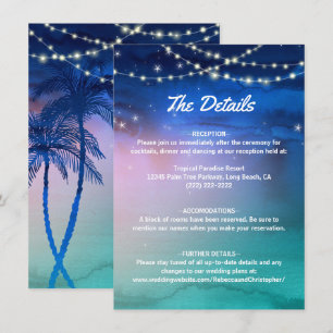 Tarjeta De Recepción Elegante acuarela Boda tropical de playa