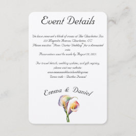 Tarjeta De Recepción Elegante acuarela Calla Lilies Romántico Floral