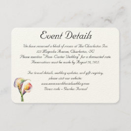 Tarjeta De Recepción Elegante acuarela Calla Lilies Romántico Floral