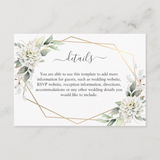 Tarjeta De Recepción Elegante acuarela Dusty Detalles del Foliage azul (Anverso)