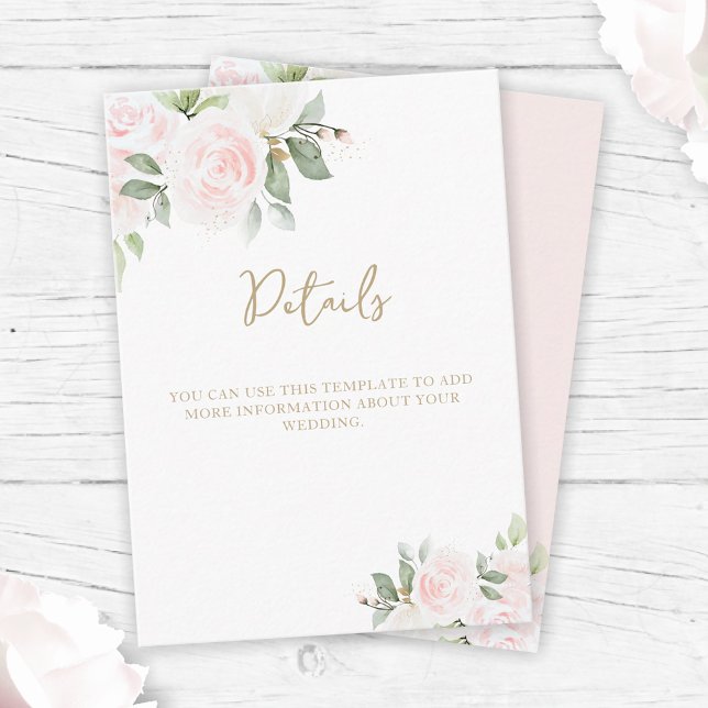 Tarjeta De Recepción Elegante acuarela floral Boda dorado detalles (Subido por el creador)