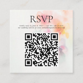 Tarjeta De Recepción Elegante acuarela Floral Boda QR Código RSVP