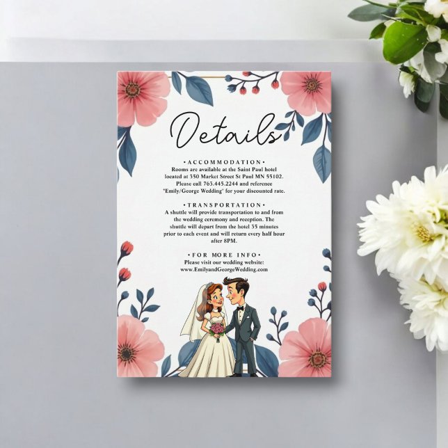 Tarjeta De Recepción Elegante acuarela Floral Bride Groom Boda de Moda (Subido por el creador)