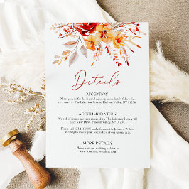 Tarjeta De Recepción Elegante acuarela floral Detalles de la boda de ot