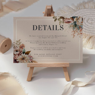Tarjeta De Recepción Elegante acuarela Floral Fall Wedding Detalles de 