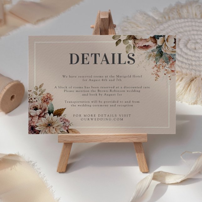 Tarjeta De Recepción Elegante acuarela Floral Fall Wedding Detalles de  (Subido por el creador)