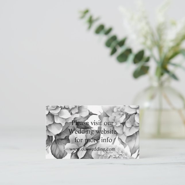 Tarjeta De Recepción Elegante acuarela floral gris y blanco (Anverso de pie)