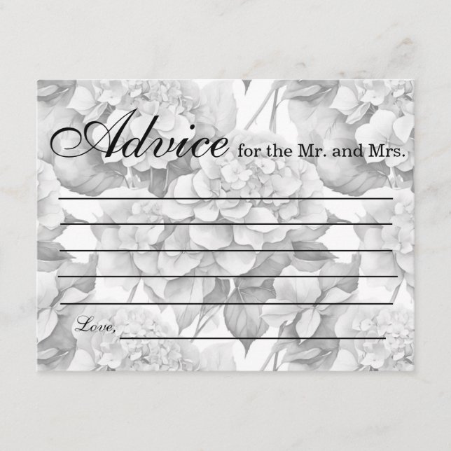 Tarjeta De Recepción Elegante acuarela floral gris y blanco (Anverso)