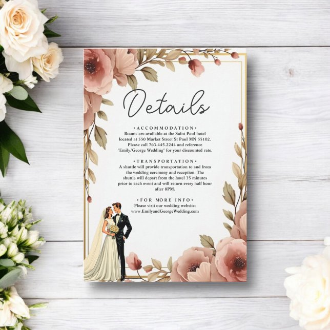 Tarjeta De Recepción Elegante acuarela Floral Romántica Pareja Boda (Subido por el creador)