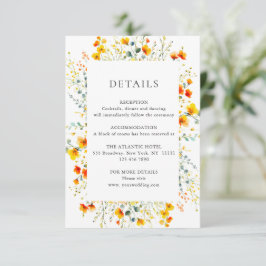 Tarjeta De Recepción Elegante acuarela Flores salvajes Detalles Bodas