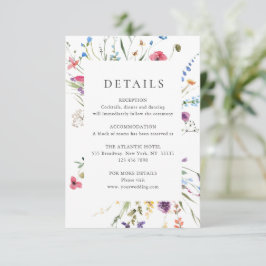 Tarjeta De Recepción Elegante acuarela Flores salvajes Detalles Bodas