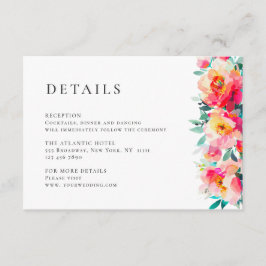 Tarjeta De Recepción Elegante acuarela Flores salvajes Detalles Bodas