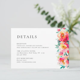 Tarjeta De Recepción Elegante acuarela Flores salvajes Detalles Bodas