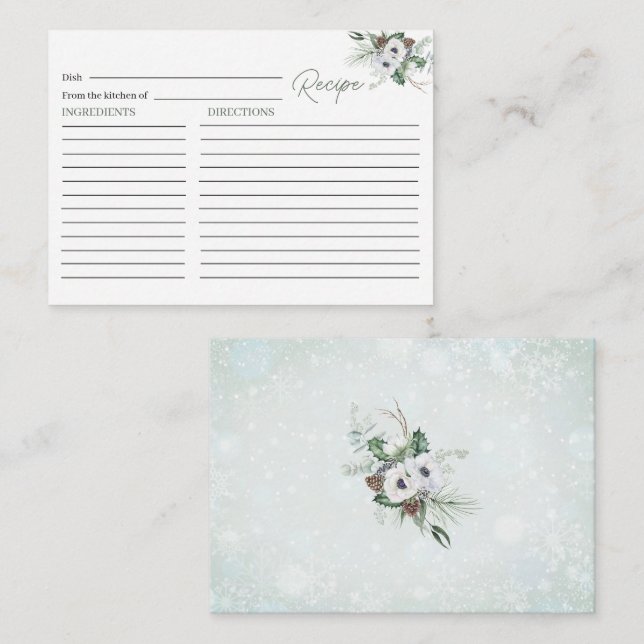 Tarjeta De Recepción Elegante acuarela invierno Anemones Flores Bridal (Anverso / Reverso)