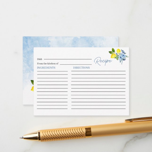 Tarjeta De Recepción Elegante acuarela Lemon Main Squeeze Bridal Showe (Anverso/Reverso In Situ)