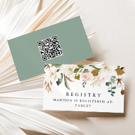 Tarjeta De Recepción Elegante acuarela Magnolias QR Código Registro de
