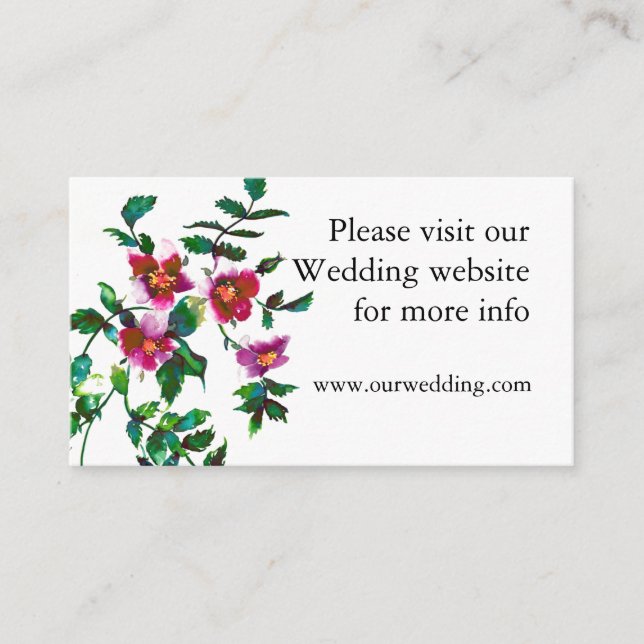 Tarjeta De Recepción Elegante acuarela moderna flores silvestres de col (Anverso)