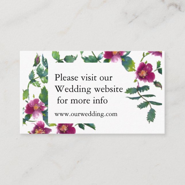 Tarjeta De Recepción Elegante acuarela moderna flores silvestres de col (Anverso)