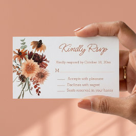 Tarjeta De Recepción elegante acuarela otoño floral rsvp boda 