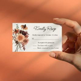 Tarjeta De Recepción elegante acuarela otoño floral rsvp boda chic